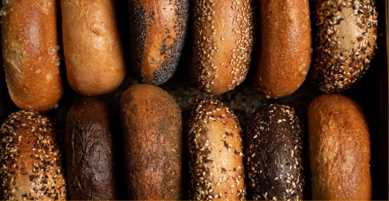 Boxes of assorted fresh-baked bagels